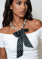 Polka Dot Gemstone Tie Necklace