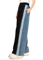 Rhinestone Studded Athleisure Denim Pant