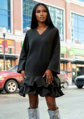 Ruffle Hem Sweatshirt Dress