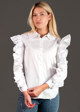 Ruffle Sleeve Dress Shirt Blouses Kate Hewko 