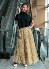 Ruffle Strip Tulle Skirt