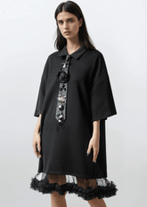 Ruffled Tulle Hem Punk Tee Dress