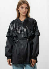 Sequin Cinched Utility Jacket
