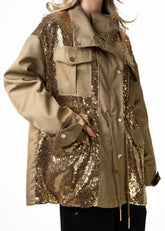 Sequin Contrast Utility Jacket