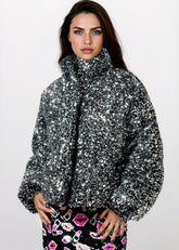 Sequin Puffer Bomber Jacket