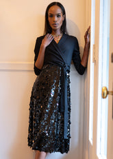 Sequin Skirt Long Sleeve Dress