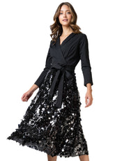 Sequin Skirt Long Sleeve Dress