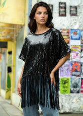 Sequin Tassel Hem Tee