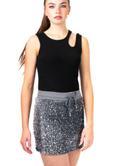 Sequin Velour Sweat Skort