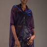 Sheer Metallic Button Up Layering Pieces Kate Hewko Violet One Size 