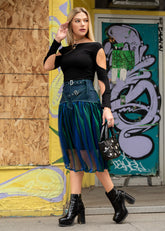 Sheer Metallic Denim Tulle Skirt Kate Hewko 