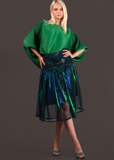 Sheer Metallic Denim Tulle Skirt Kate Hewko 