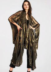 Sheer Ruffle Metallic Kimono