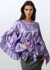 Sheer Ruffle Statement Blouse