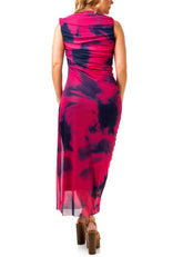 Side Cinched Tie Dye Midi Dress