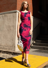 Side Cinched Tie Dye Midi Dress