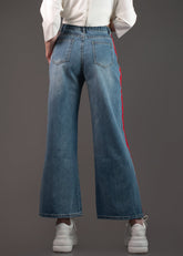 Side Stripe Straight Leg Denim Pants Kate Hewko 