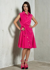 Sleeveless Button Down Wrap Dress