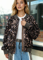 Statement Sequin Bomber Jacket