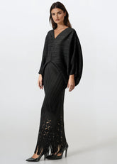 Tassel Hem Batwing Glam Dress
