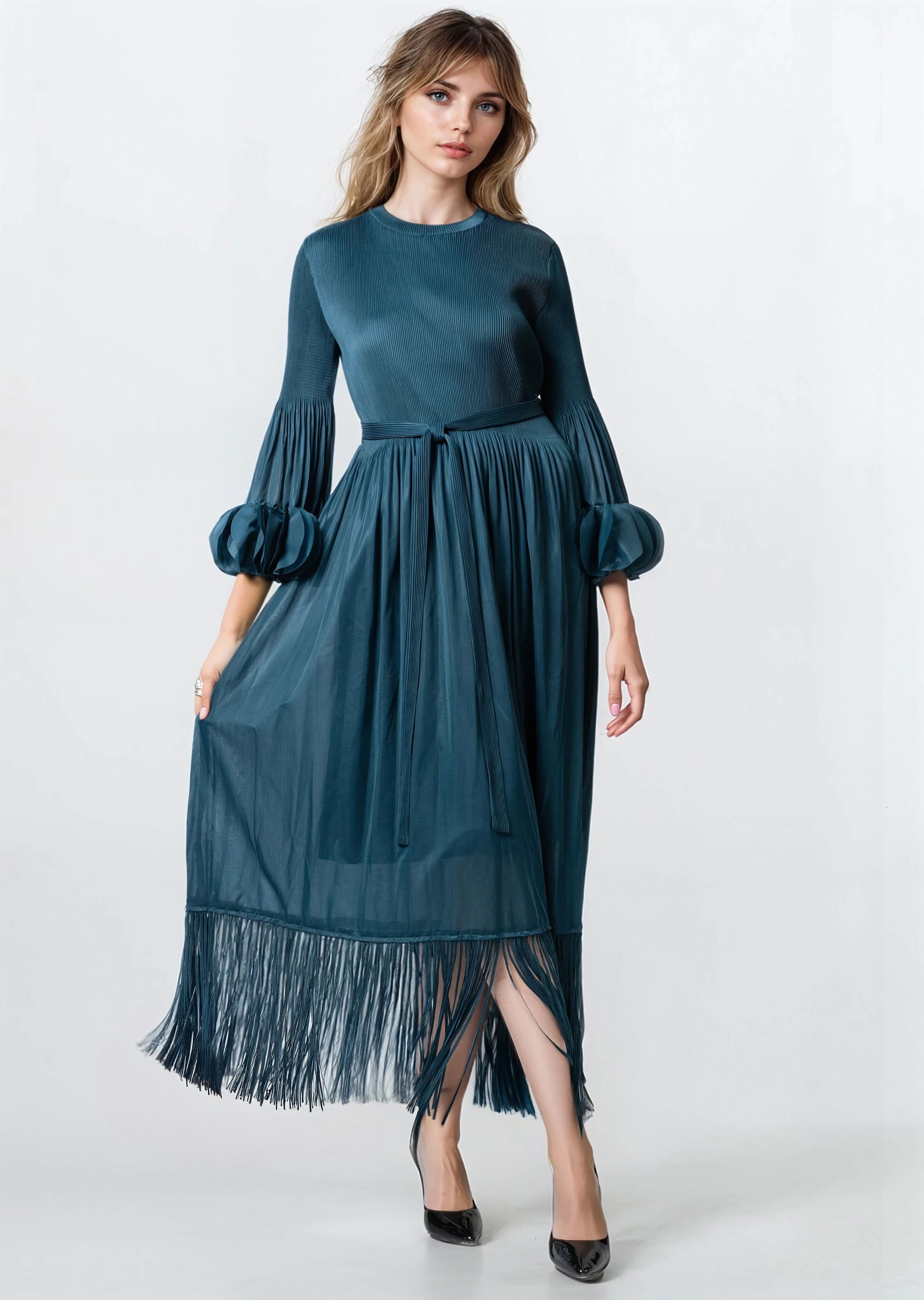pleated dress canada Pleated Midi Dress (S-XXL) Valencia Boutique