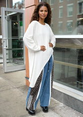 Textured High Low Long Sleeve Tee