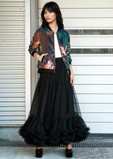 Tiered Hem Maxi Tulle Skirt