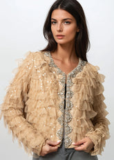 Tiered Tulle Gemstone Cardigan