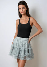 Tiered Tulle Mini Skort
