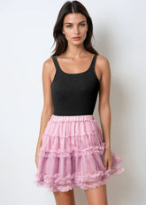 Tiered Tulle Mini Skort