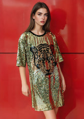 Tiger Head Sequin Tee