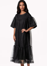 Tulle Wrapped Tee Dress
