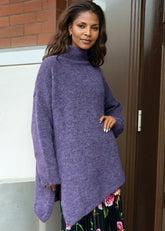 Turtleneck Asymmetric Hem Knit Sweater