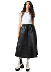 Vegan Leather A-Line Zip Skirt