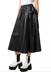 Vegan Leather A-Line Zip Skirt