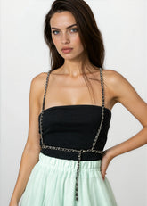 Vegan Leather Braided Harness Chain Belt