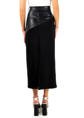 Vegan Leather Contrast Pencil Skirt