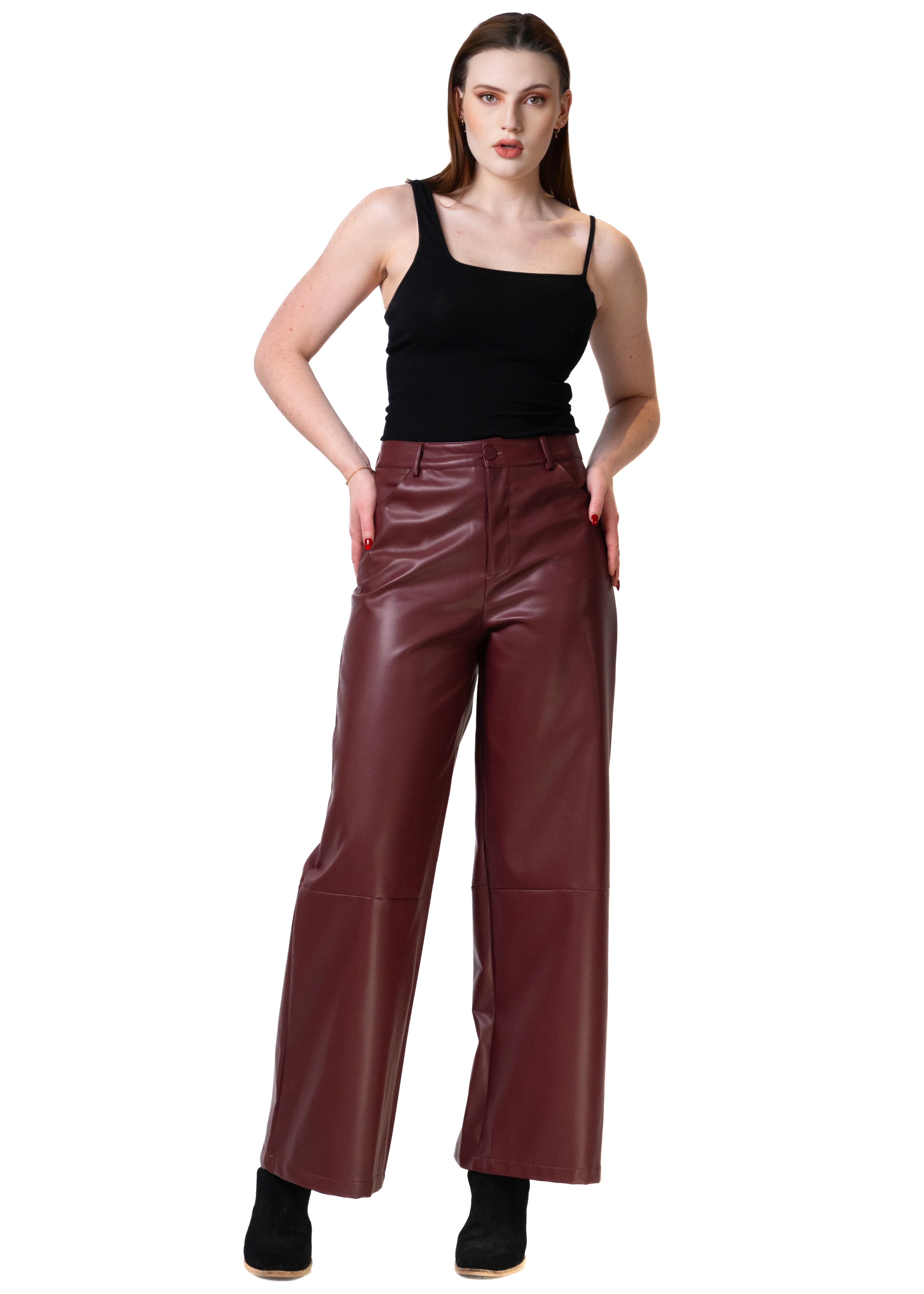 Vegan Leather Wide Leg Pant