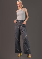 Zip It Wide Leg Trouser Pants Kate Hewko 