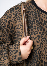 Zip Sleeve Leopard Sweatshirt