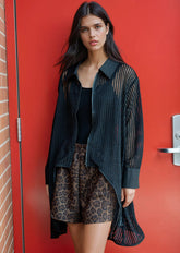 Zipped High Low Crochet Layering Piece